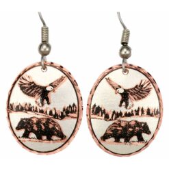 Grizzly Bear and Flying Eagle Copper Earrings