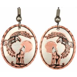 Copper Flying Eagle and Howling Wolf Earrings