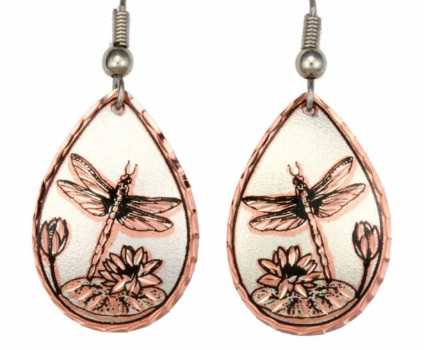Handmade Copper Dragonfly Earrings