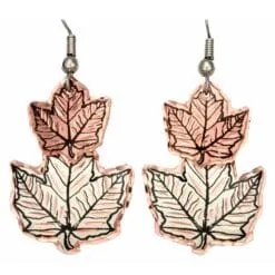 Dangle Copper Maple Leaves Earrings