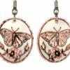 Oval Copper Handmade Butterfly Earrings