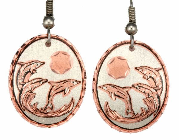 Handmade Copper Dolphins Earrings