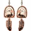 Copper Dangle Feather and Bald Eagle Earrings