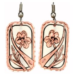 Rectangular Flower Copper Earrings