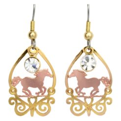 Cut Out Copper Horse Earrings