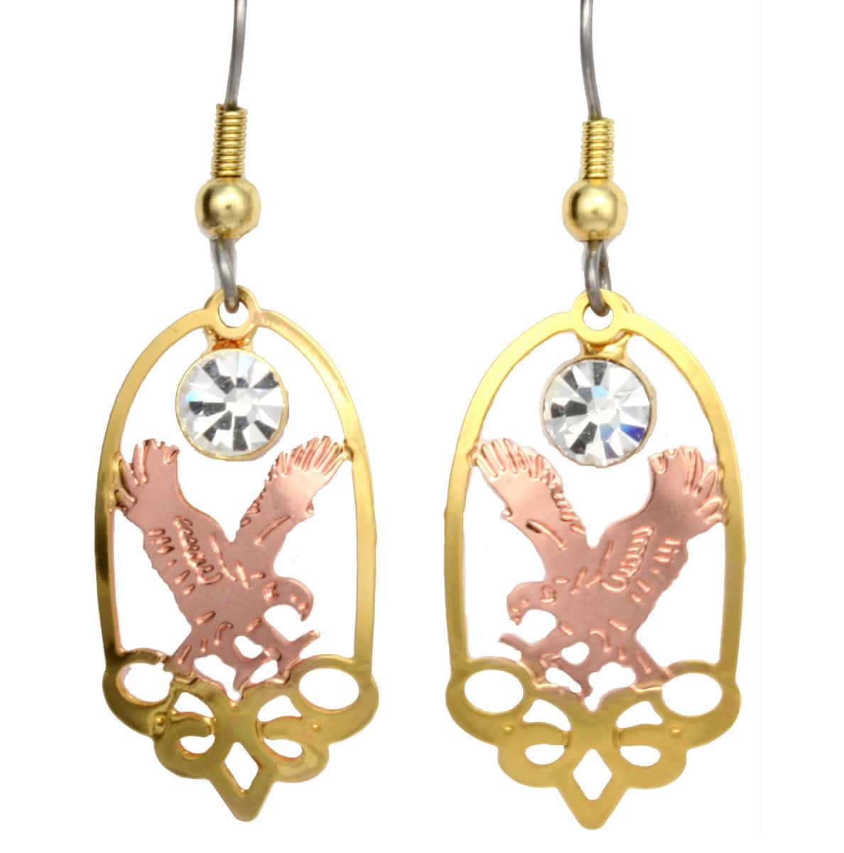 Cut Out Gold & Copper Eagle Earrings Cut Out Gold & Copper Eagle Earrings