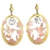 Handmade copper cut-out hummingbird and lily crystal dangle earrings with surgical steel earwires