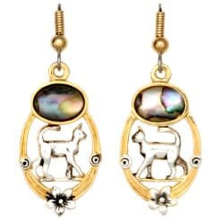 Fashion Wholesale Cat Earrings with Abalone Shell Inlay