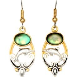 Fashion Cut Out Dolphin Earrings with Abalone Shell Inlay