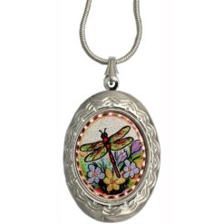 Silver Lockets Decorated with Handcrafted Dragonfly Design