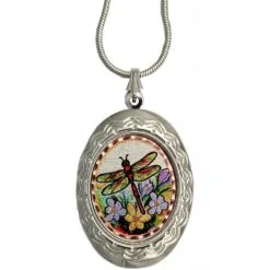 Silver Lockets Decorated with Handcrafted Dragonfly Design