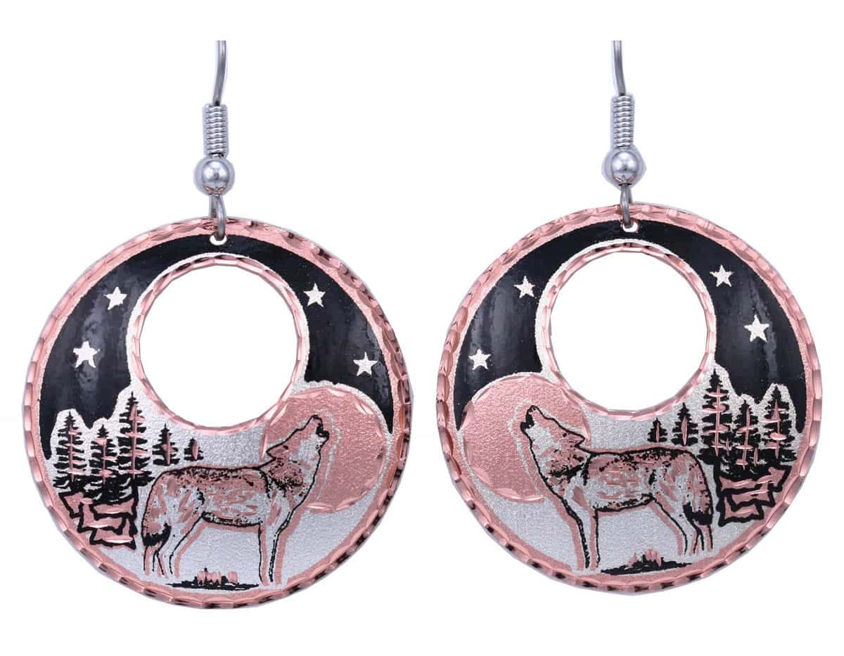 Handcrafted Unique Howling Wolf Earrings Handcrafted Unique Howling Wolf Earrings