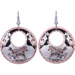 Round Copper Horse & Foal Earrings