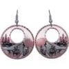 Round Howling Wolf Earrings