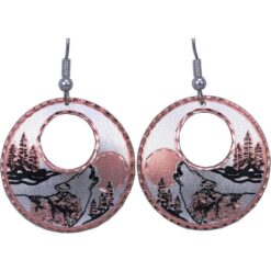 Round Howling Wolf Earrings