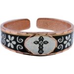 Copper Floral Cross Ring