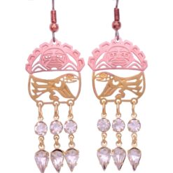 Cut Out Haida Sun Totem & Eagle Chandelier Earrings