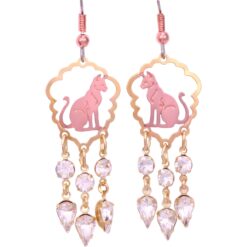 Cat Chandelier Earrings with Crystal Dangles
