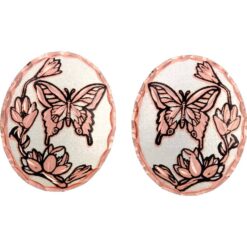 Oval Butterfly Stud Earrings