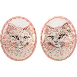 Oval Shape Cat Stud Earrings