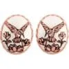 Handmade copper oval hummingbird and flower blossoms stud post earrings diamond-cut by hand