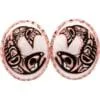 Handmade copper oval Northwest Native Haida salmon stud post earrings diamond-cut by hand