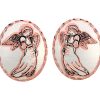 Oval Shape Angel Stud Earrings
