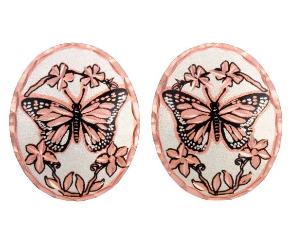 Oval Shape Butterfly Stud Earrings