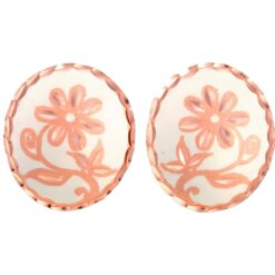 Silver Background Flower Stud Earrings