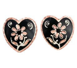 Flower Stud Earrings Handmade in Heart Shape