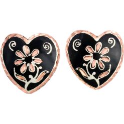 Heart Shape Flower Stud Earrings