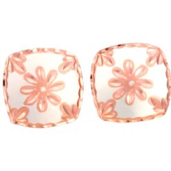 Square Flower Stud Earrings with Silver Background