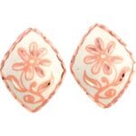 Diamond Shape Silver Flower Stud Earrings