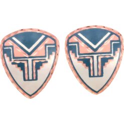 Teal Blue Triangle Stud Earrings
