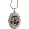 Handmade copper colorful Canadian Inukshuk locket necklace with diamond-cut pure copper art