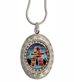 Handmade Lockets Created in Colorful Inukshuk Artwork
