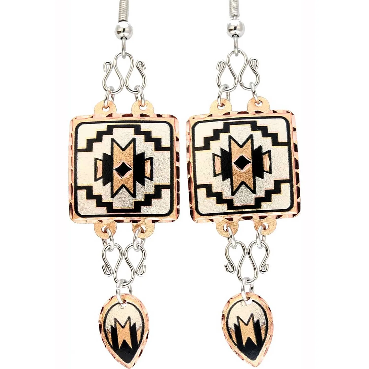 Southwestern Native Butterfly Wire Copper Dangle Earrings - Handcrafted Art Jewelry (TM-701)