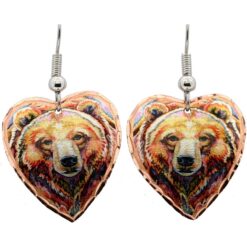 Sweet Heart Shaped Bear Earrings with Colorful Embellishments