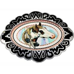 Silver Plated Western Belt Buckles with Blue Eye Horse Artwork by Lenn Bean