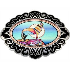 Western Style Western Belt Buckles with Colorful Wolf Design Inset