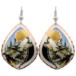 Colorful Wolf Art Earrings