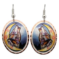 Simple Howling Wolf with Moon Earrings