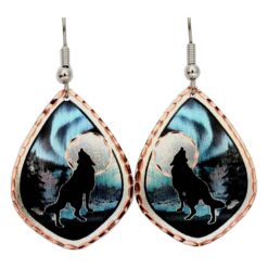 Wolf Earrings Howling in Northern Lights