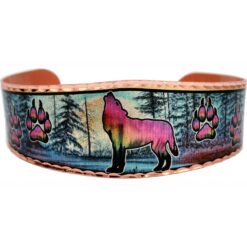 Handmade Howling Wolf and Wolf Paws Bracelet, Alaska Jewelry
