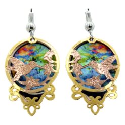 Cut Out Copper & Gold Hummingbird Earrings