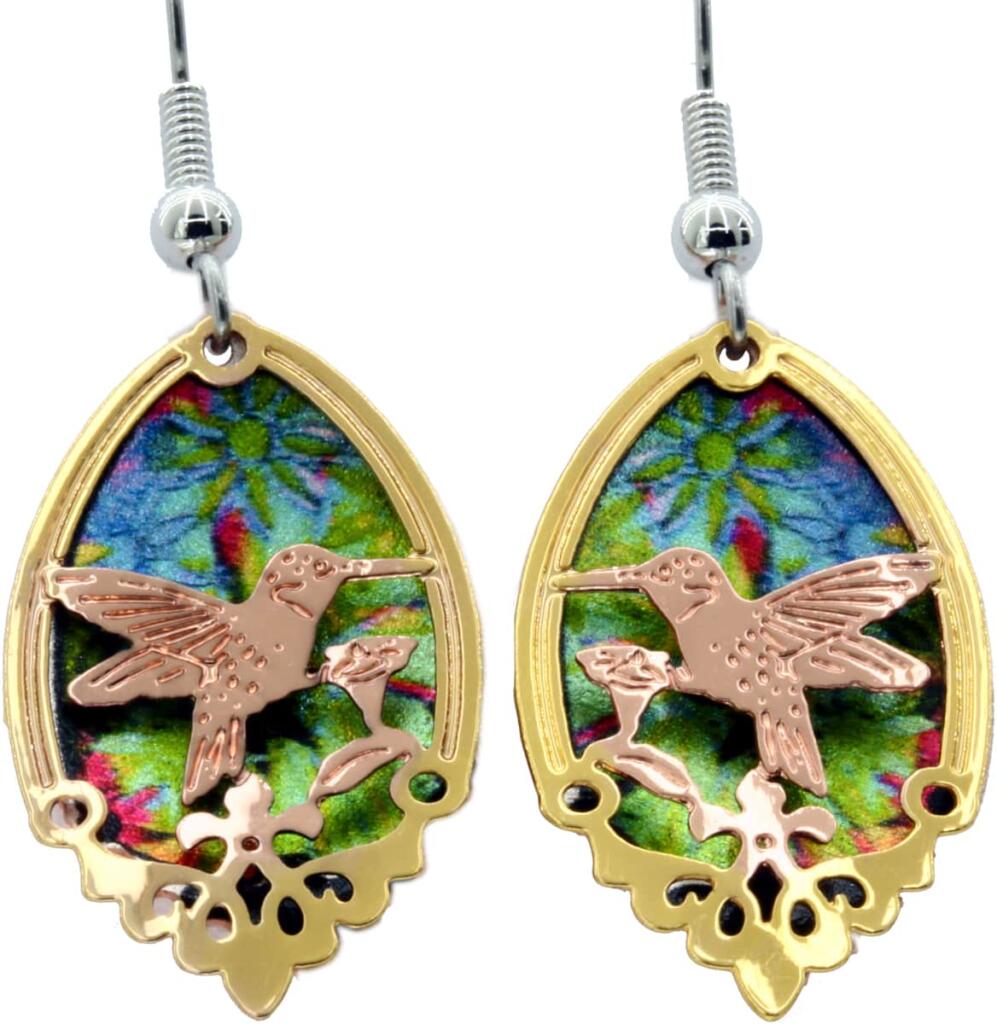 Colorful Cut Out Unique Hummingbird Earrings for Women