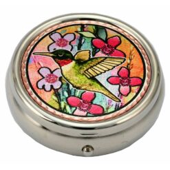 Brilliant handcrafted copper hummingbird pill box - unique handmade jewelry gift by Copper Reflections