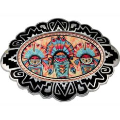 Western Belt Buckles Decorated with Colorful Kachina Artwork