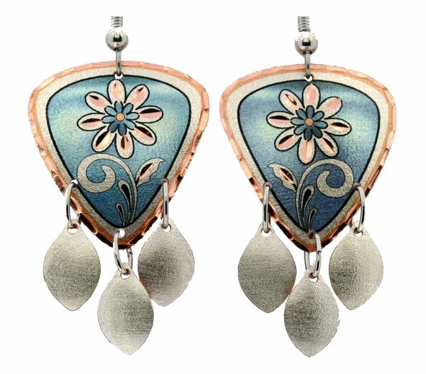 Light Blue Flower Dangle Earrings