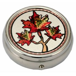 Pill Boxes Decorated with Colorful Maple Leaves Artwork